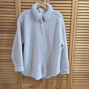 H&M Oversized Plush Sherpa Snap Button Cream Jacket